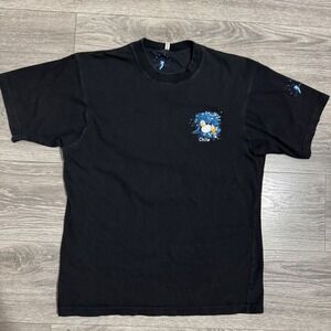 Chile Tees Mens Black Penguin Under the Chile Sea Graphic T-Shirt Cotton Small